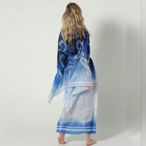 Sigal Bell Sleeve Kimono Paisley Blue